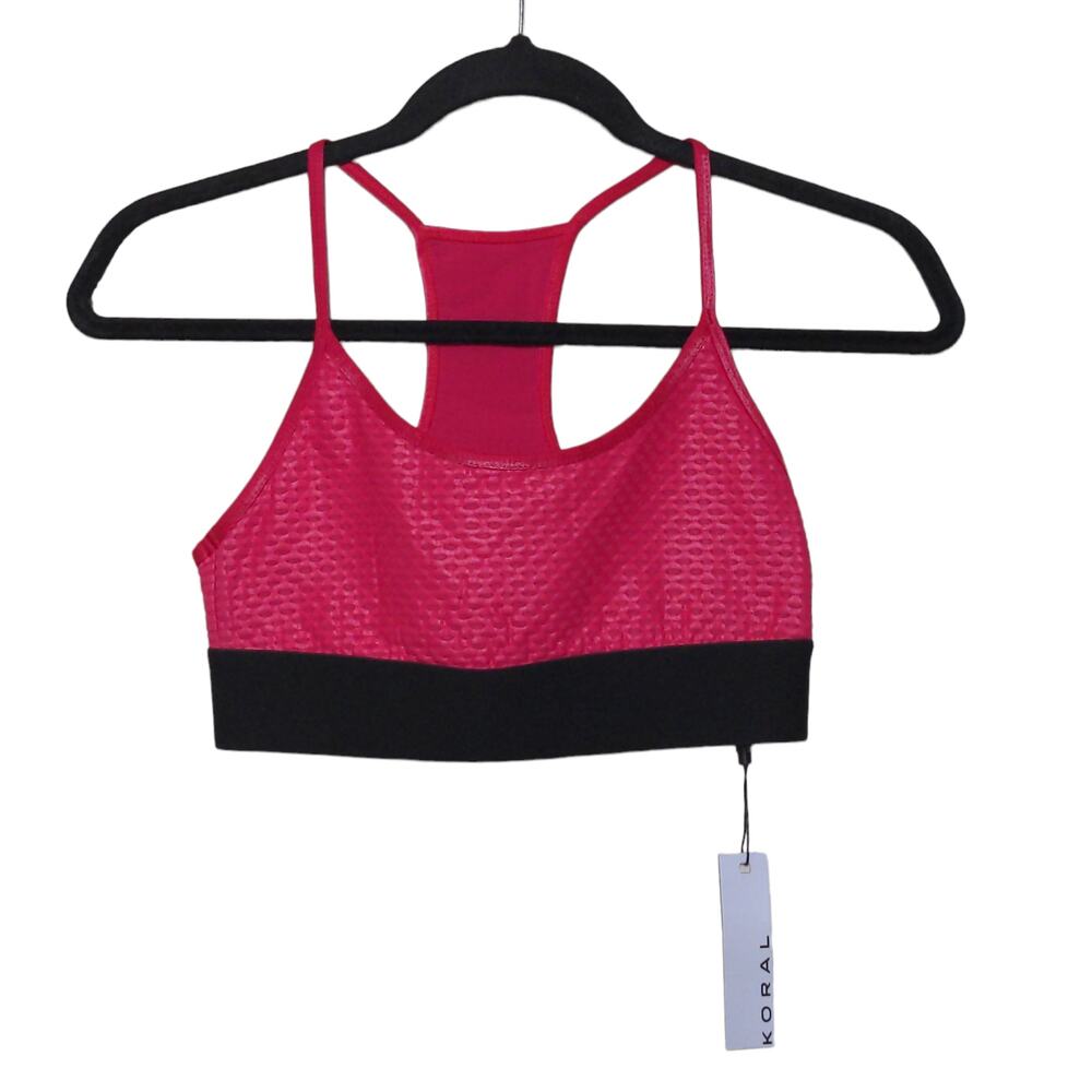 Koral Pink Black Sports Bra S Textured Racerback New with Tags (NWT)